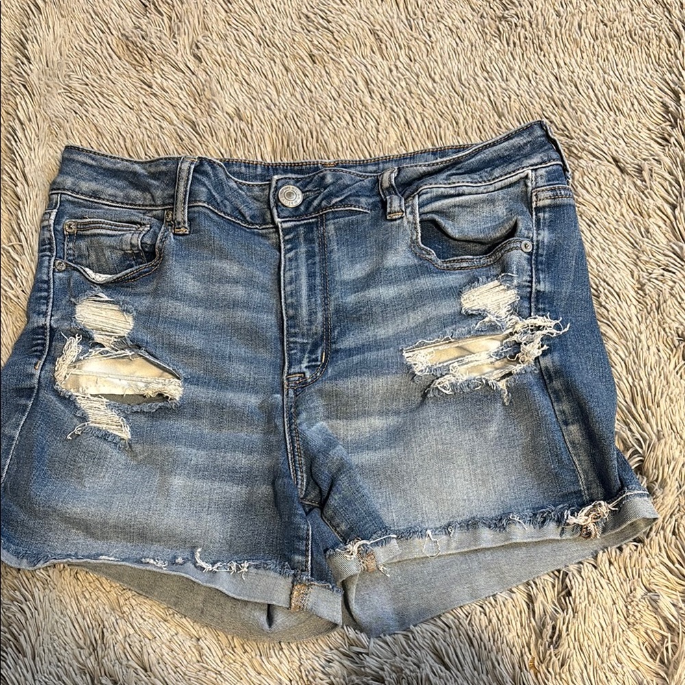 American Eagle Blue Distressed Jean Shorts